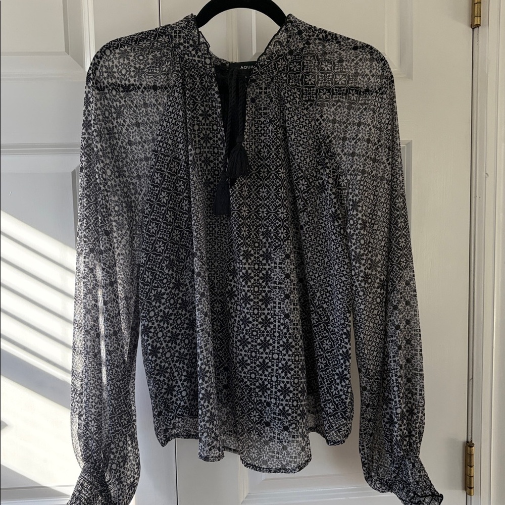 Aqua Monochrome Patterned Top